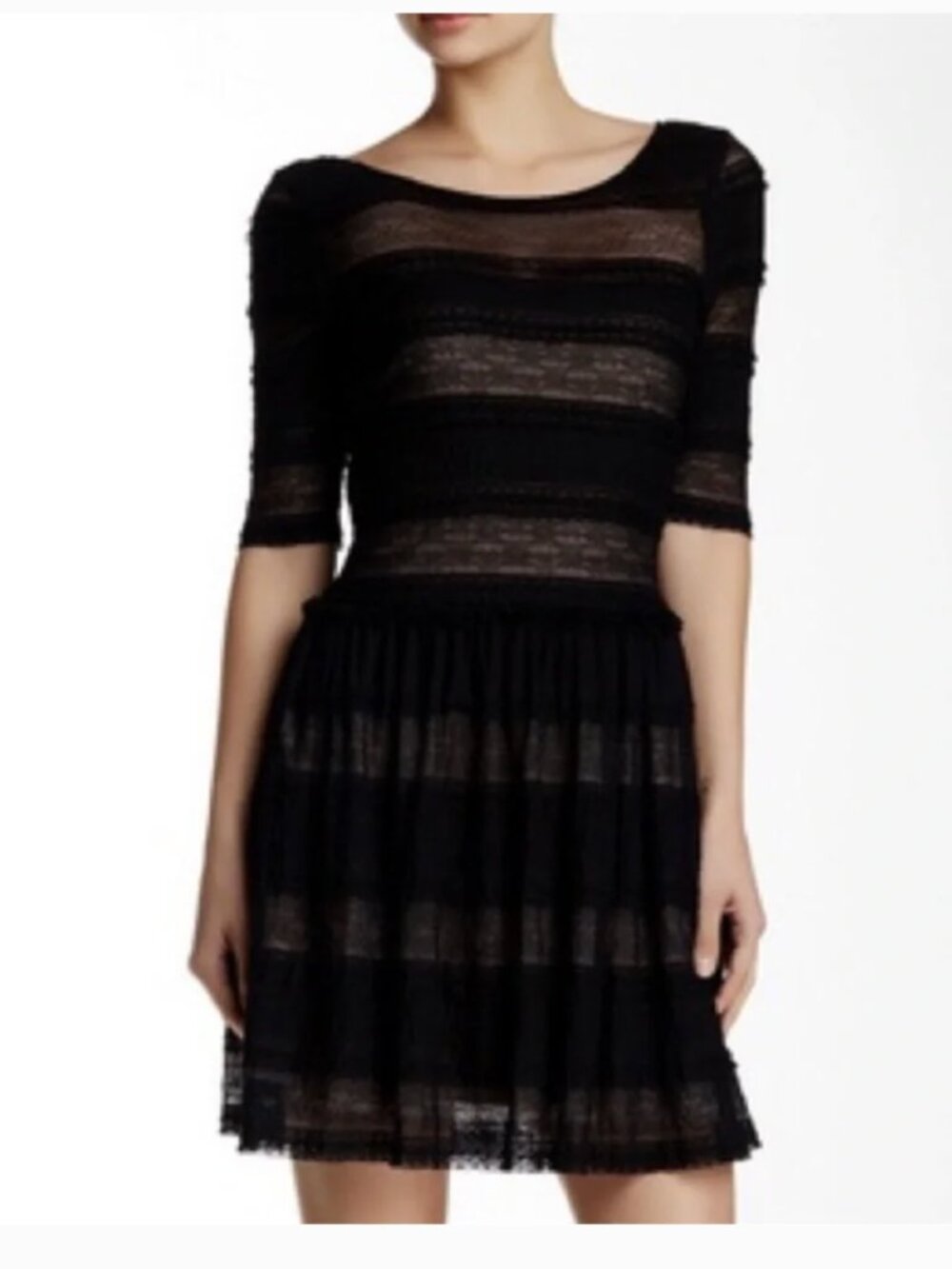 BCBGMaxazria Lace 3/4 Sleeve A-Line Dress | sz M